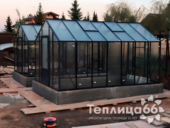 Теплица botanik standard под стекло, ширина 2,8 м