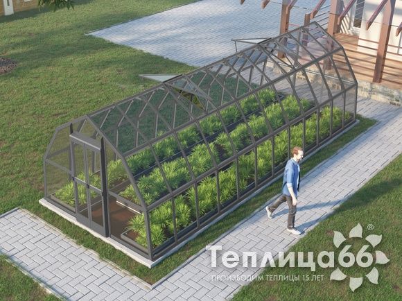 Теплица Рада Исеть под стекло 3х8 метров, графитовая