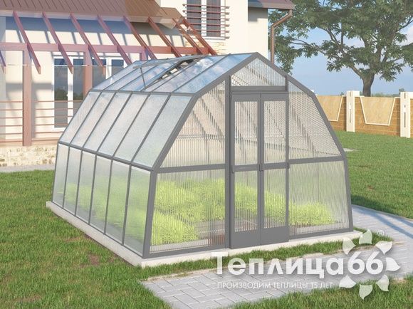 Теплица Рада Рица из поликарбоната, 3x4 метра, графитовая
